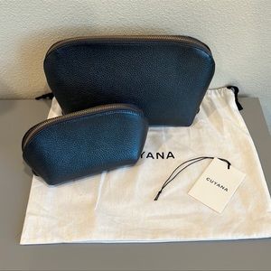 Cuyana Travel Set Case Leather Anthracite — Shimmer Leather NWT